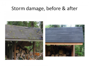 Storm damage, before & after